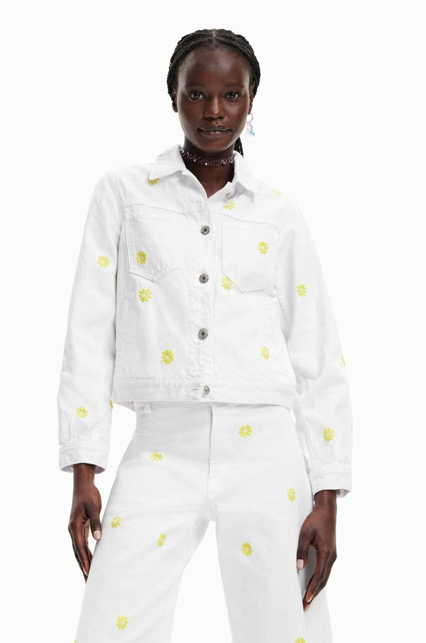 Traper jakna Desigual za žene, boja: bijela, za prijelazno razdoblje