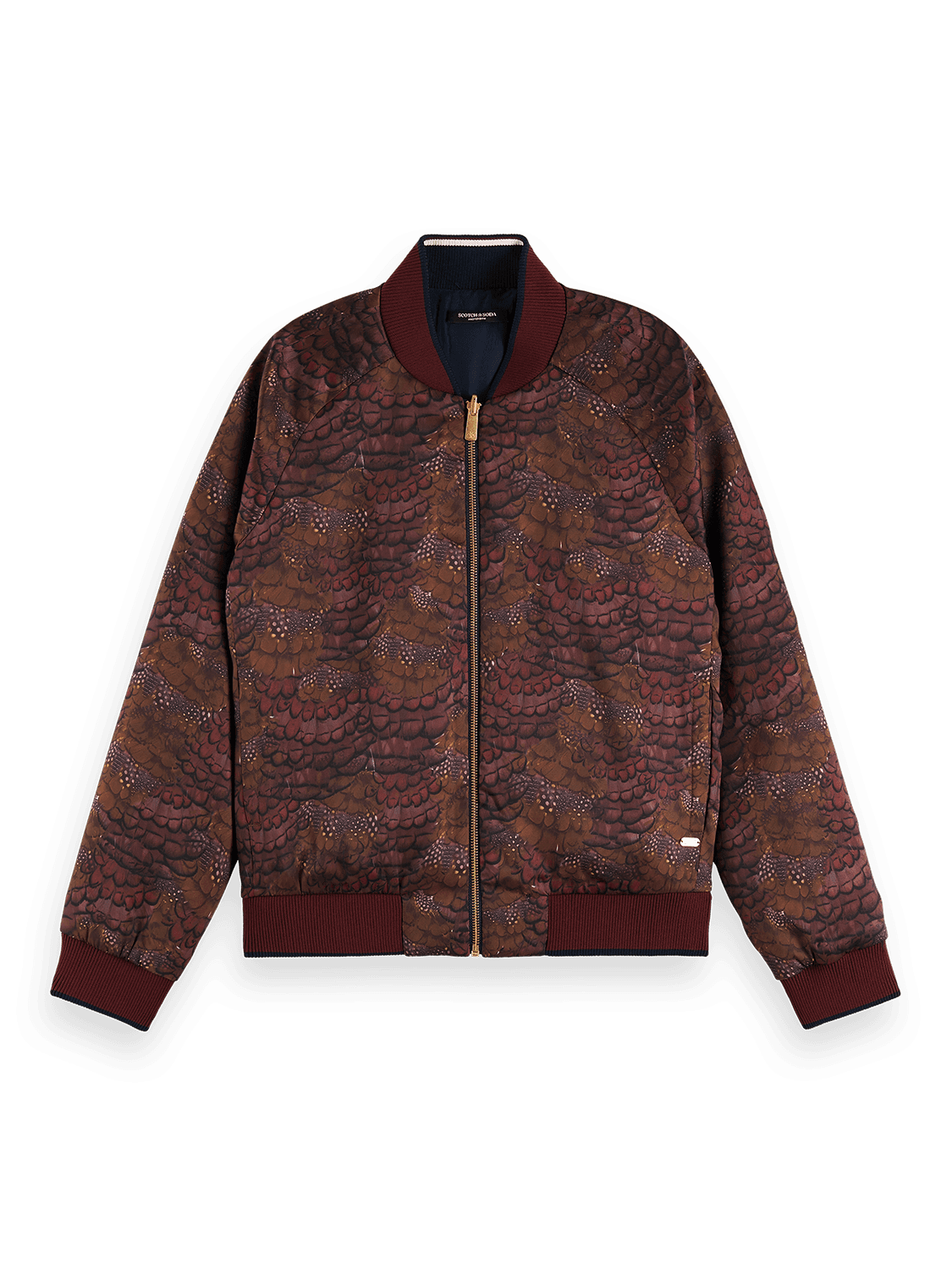 Women's Feather Printed Reversible Bomber Jacket | Red | | Scotch & Soda