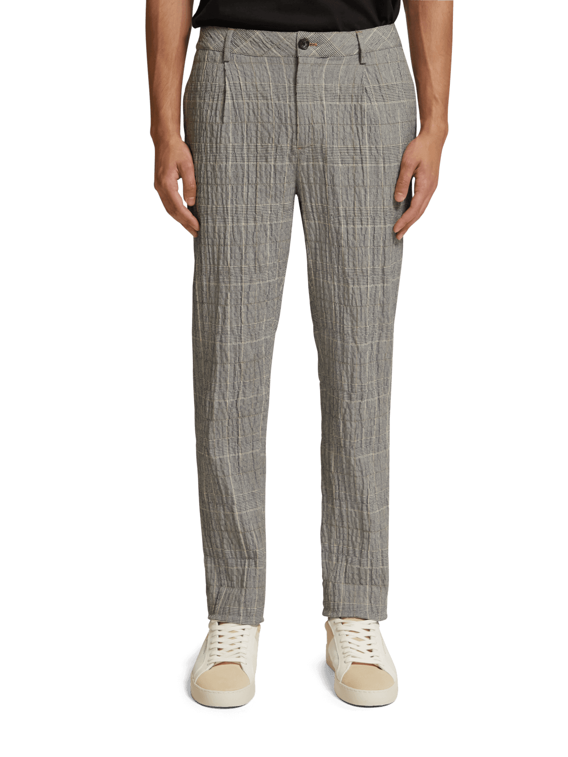 Men's Blake Checked Cotton-Blend Seersucker Chino Pants | Black |/32 | Scotch & Soda