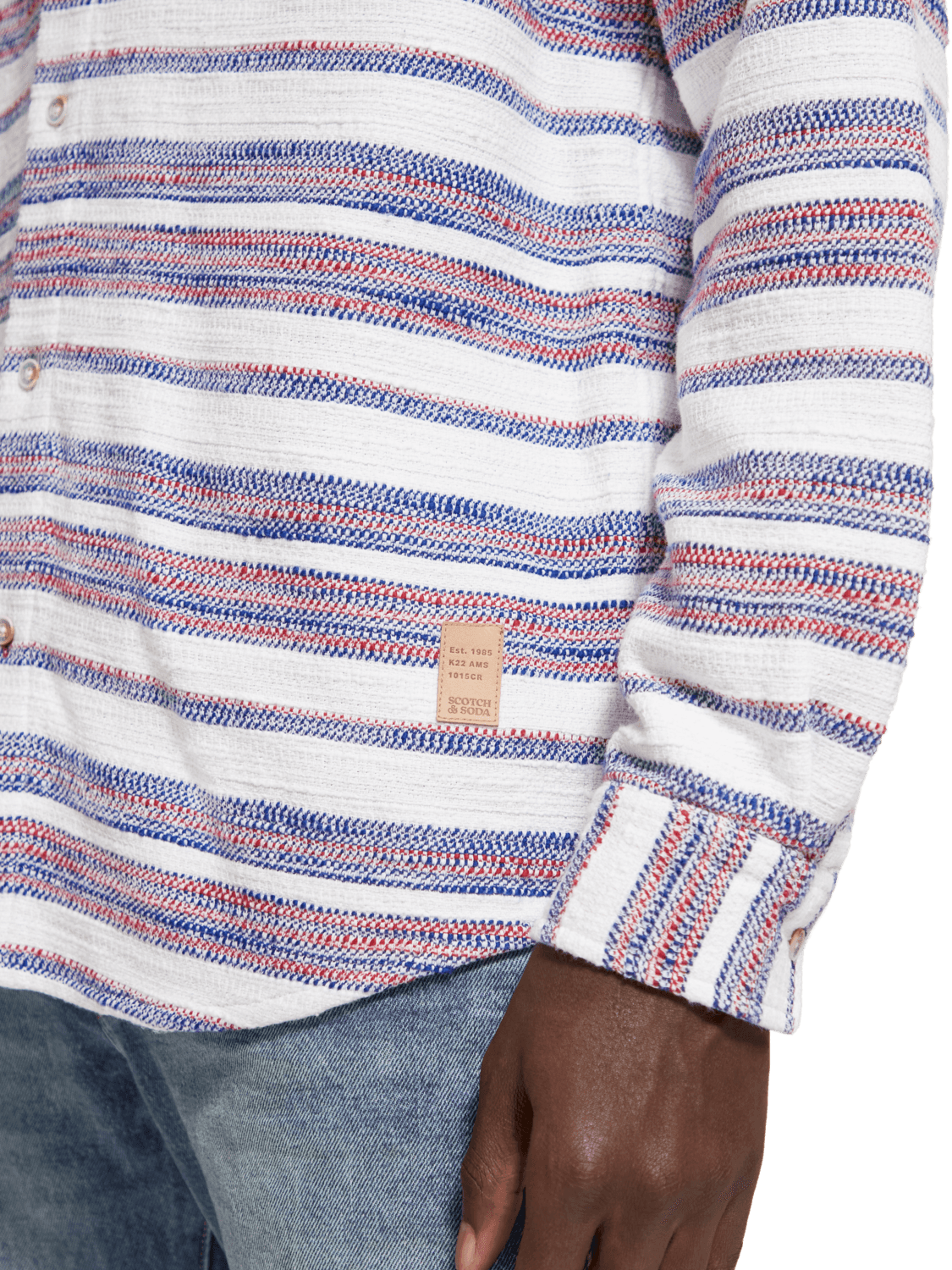 Men's Basket Weave Gradient Stripe Shirt | White | | Scotch & Soda