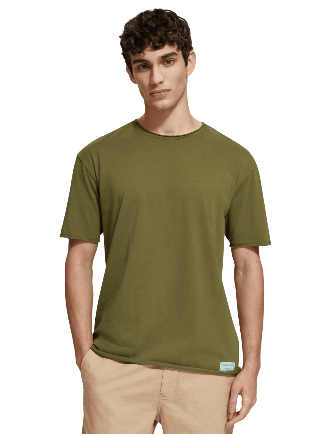 Men's Raw Edge T-Shirt | Green | | Scotch & Soda