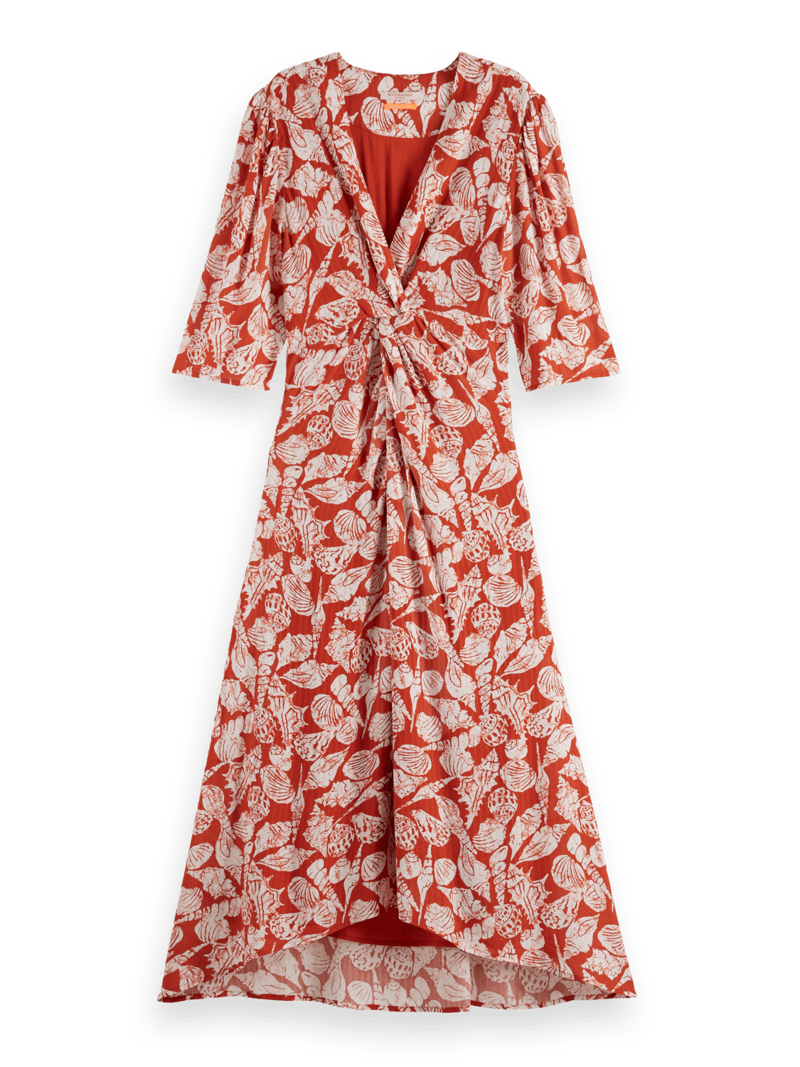 Knot Detail Midi Wrap Dress | Red | | Scotch & Soda