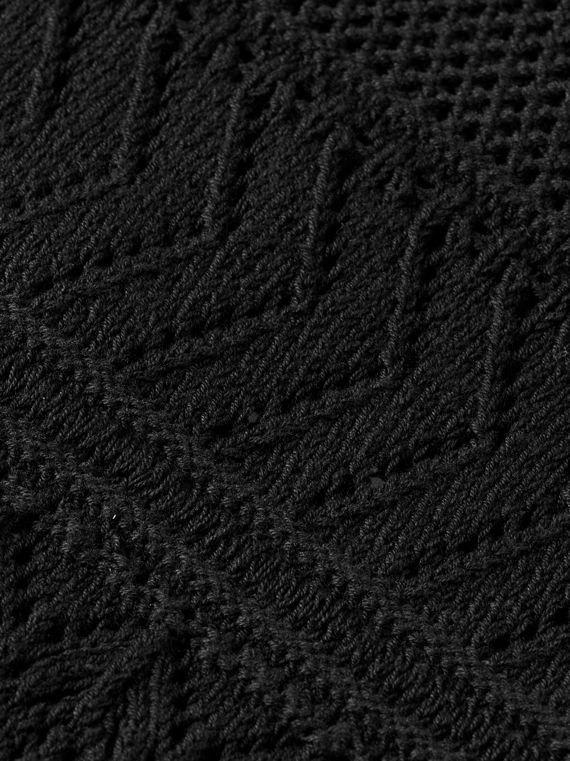 Pointelle Stitch Knit Dress With Fringing | Black |/Medium | Scotch & Soda