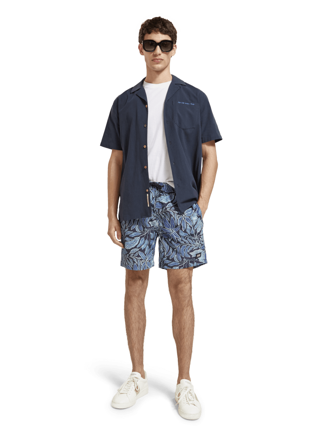 Men's Mid-Length Printed Swim Shorts | Blue | | Scotch & Soda