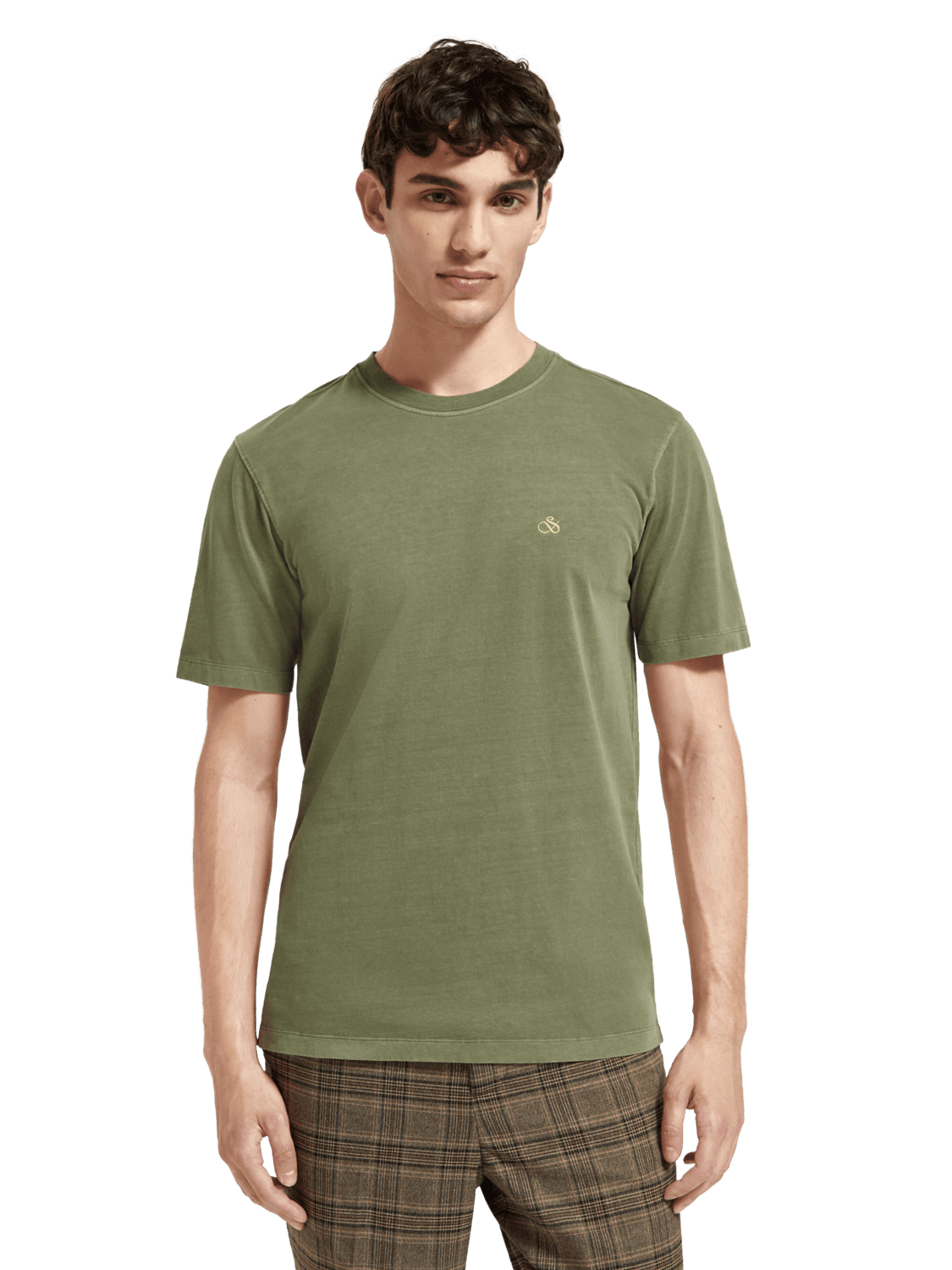 Men's Regular Fit Garment-Dyed Logo T-Shirt | Green | | Scotch & Soda