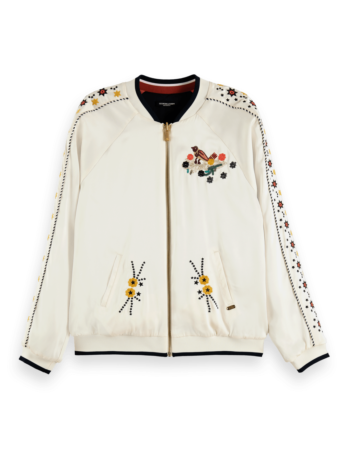 Women's Reversible Embroidered Bomber Jacket | Beige | | Scotch & Soda