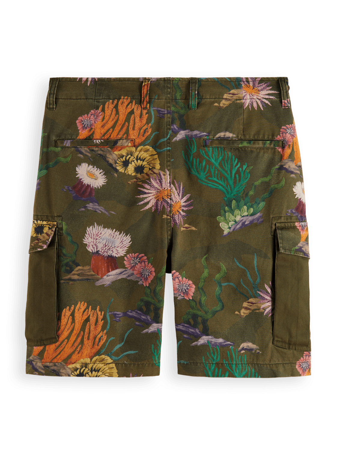Men's Seasonal - Relaxed Printed Twill Cargo Shorts | Green | | Scotch & Soda