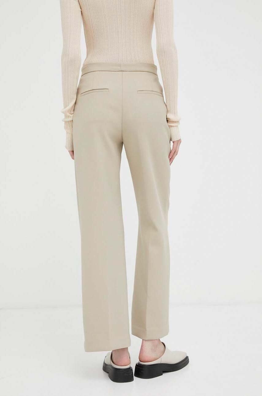 Kalhoty Lovechild dámské, béžová barva, jednoduché, high waist